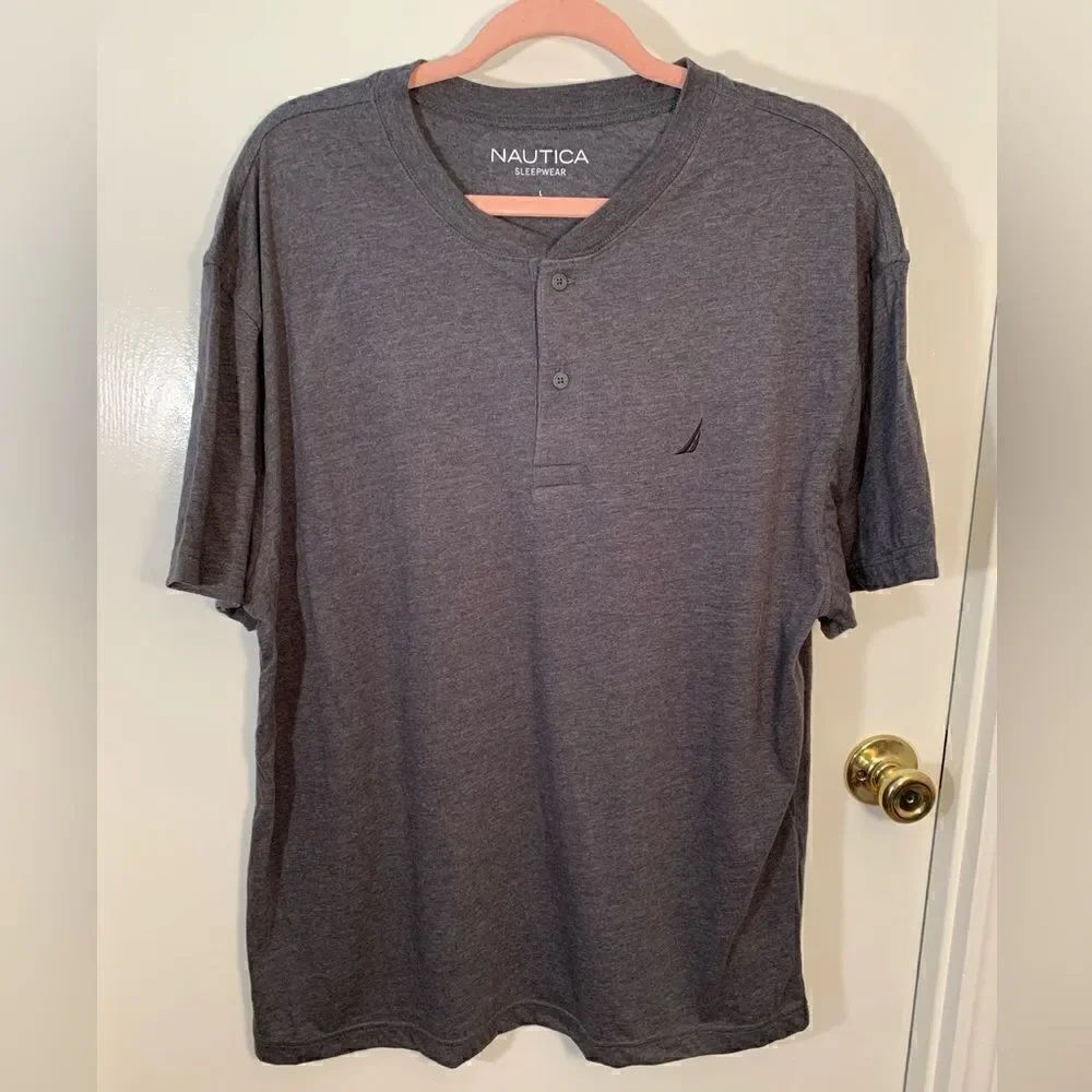 Nautica NWT gray short sleeve pajama tee shirt Size Large